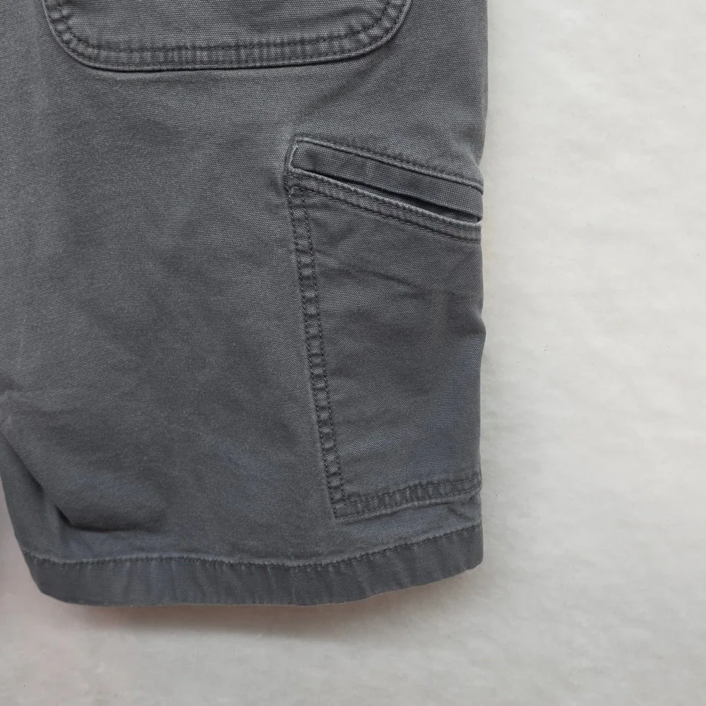Carhartt Mens Gray Canvas Carpenter Work Shorts Utility Tool Pocket Relaxed 38